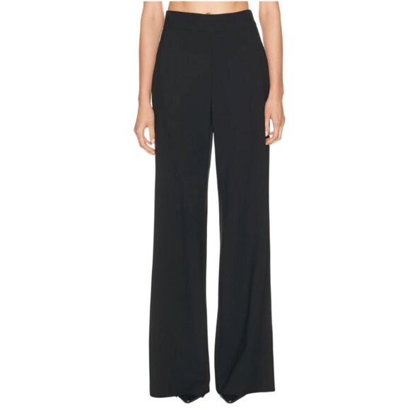 Carolina Herrera Diane High Rise Wide Leg Pants Womens 10 Black Virgin Wool - Picture 13 of 13